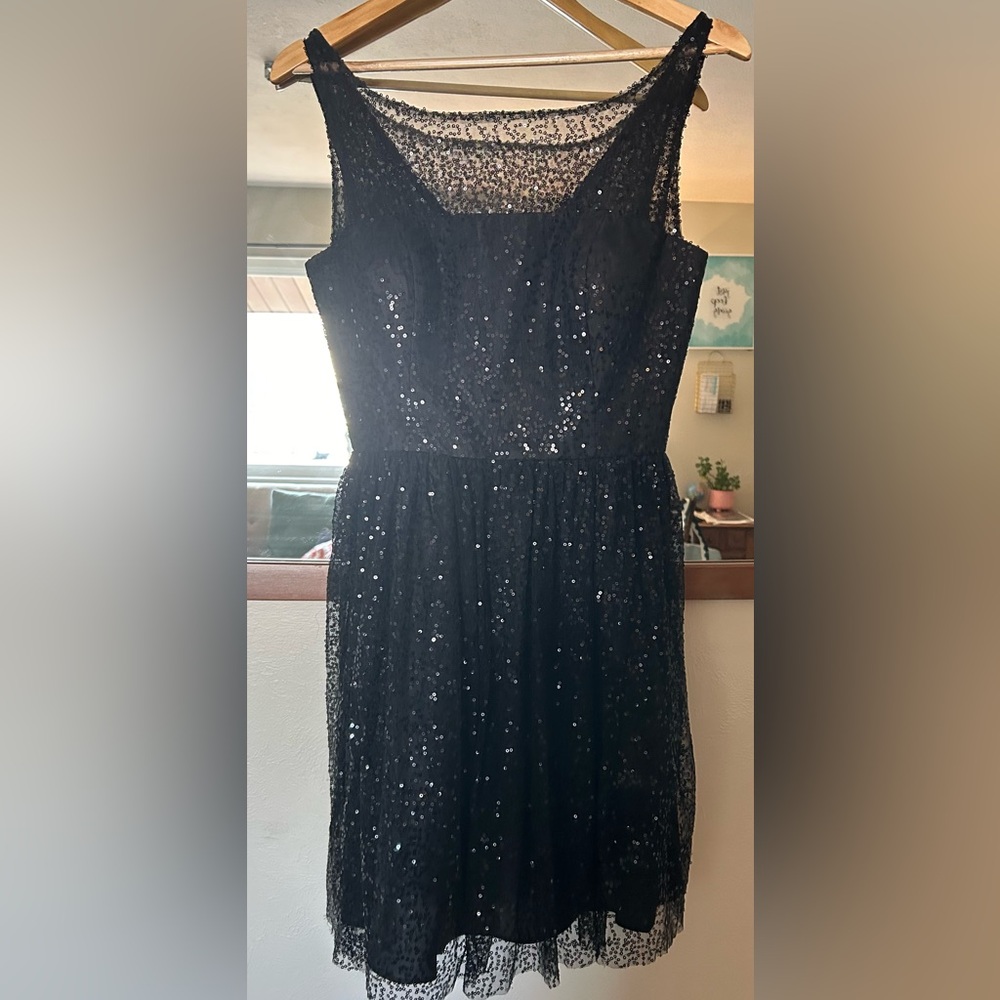 MXI Black Sequin Cocktail Length Dress